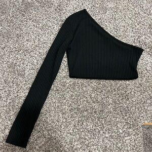 PrettyLittleThing Black Ribbed Top